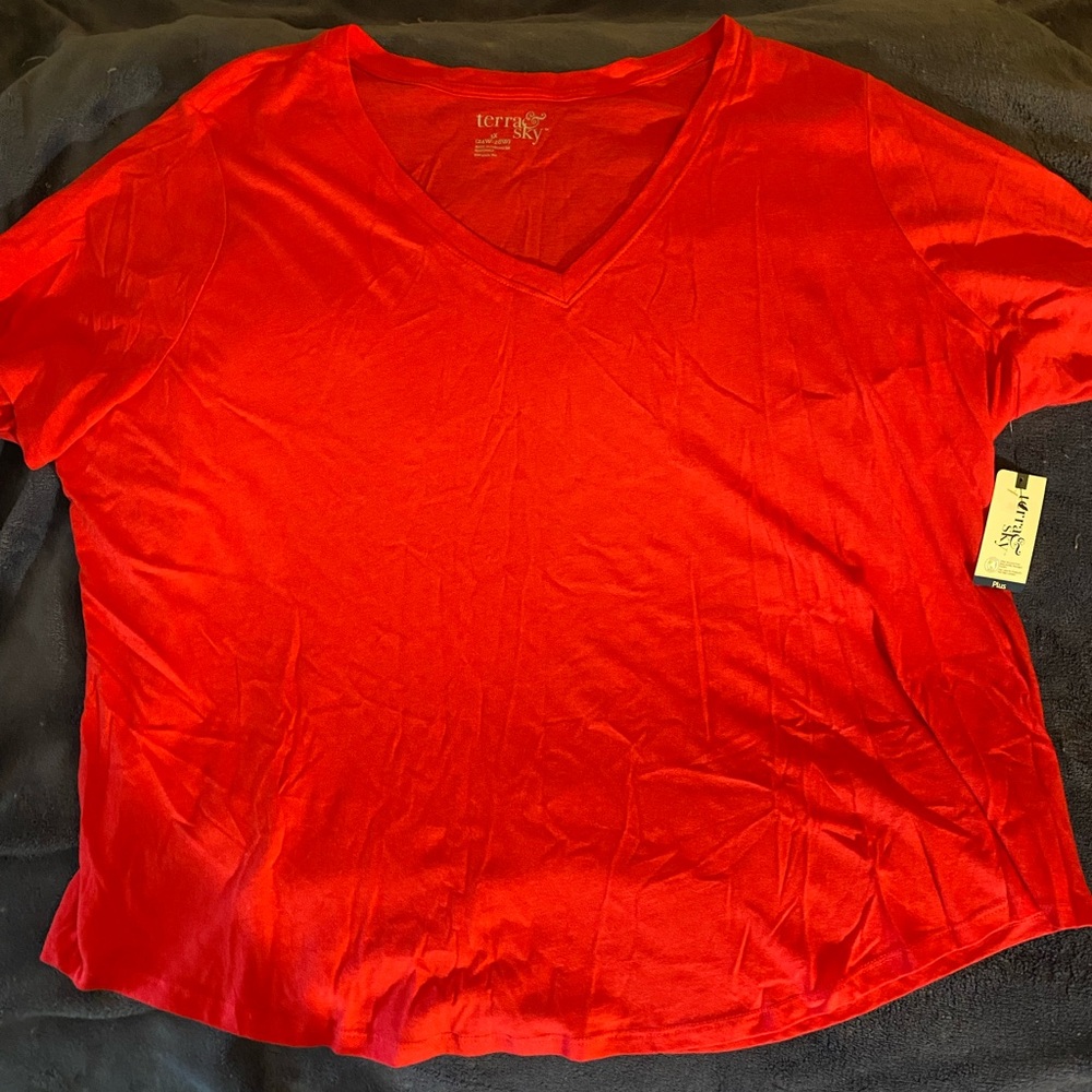 Terra & Sky Pink Semi fitted  Short Sleeve Tee Size 24W-26W